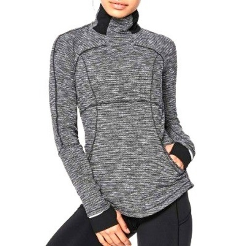 LULULEMON Womens Size 2 Coco Pique Gray Base Runner 1/2 Zip Pullover Top Pockets